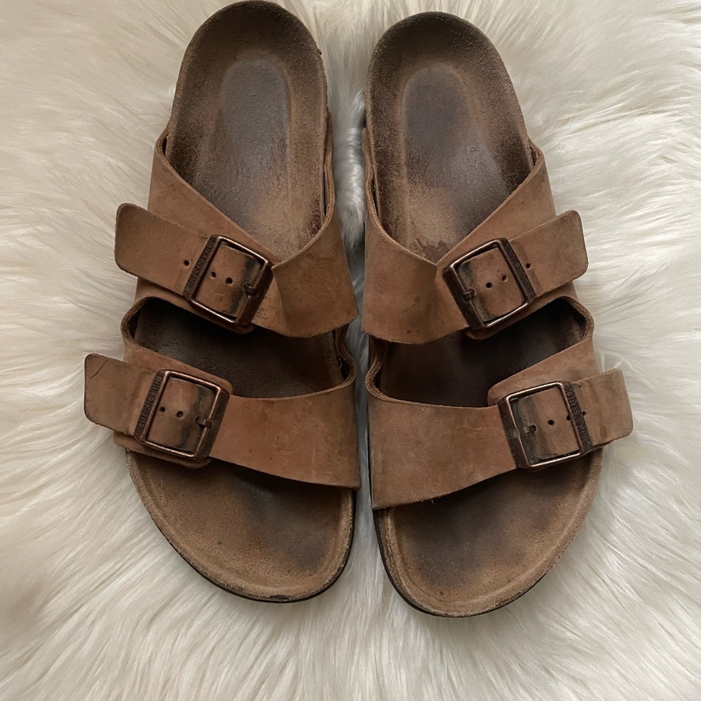 Birkenstock Brown Suede Arizona Two-Strap Sandals